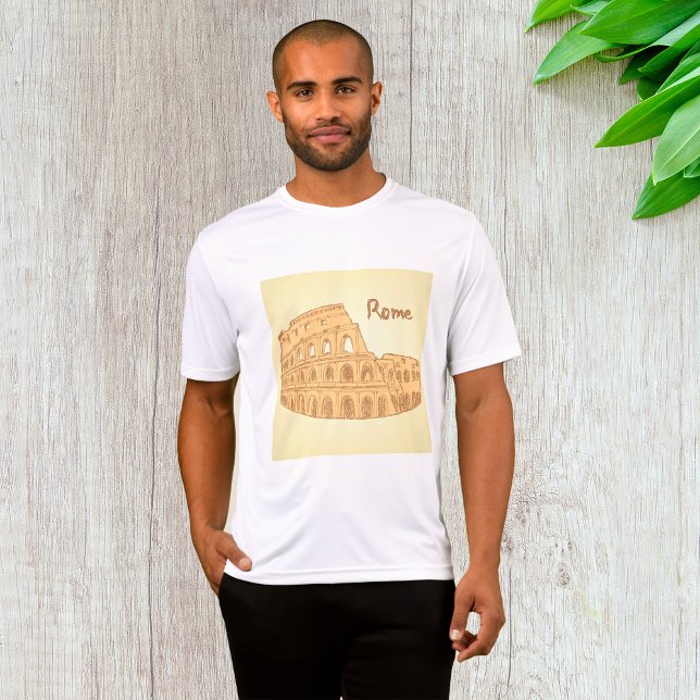 Camiseta Roma Colosseum Sketch Mens Ativo (Criador carregado)