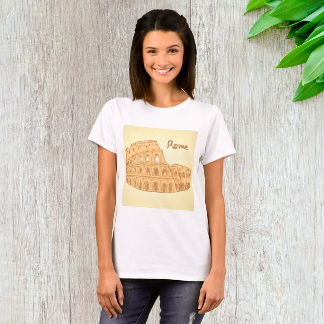 Camiseta Roma Colosseum Sketch Mulheres (Criador carregado)
