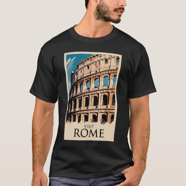 Camiseta Roma Itália Colosseum Ilustração Viagem Art (Frente)
