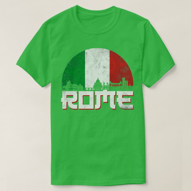 Camiseta Roma Skyline Itália Bandeira (Frente do Design)