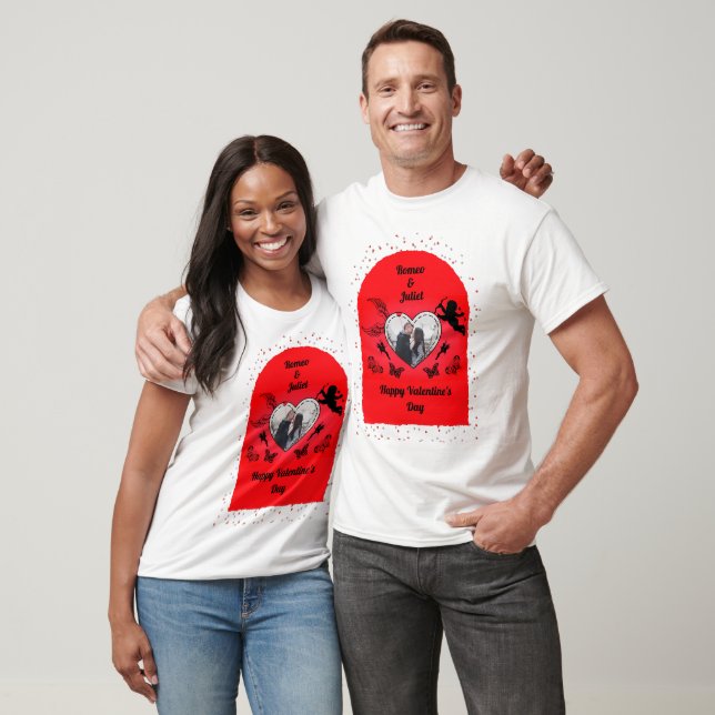 Camiseta Romance Cupid Photo Red Heart Happy Valentines Day (Unissex)