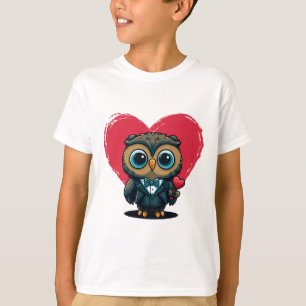 Camiseta Romance de dia de os namorados com o Adorable Owl