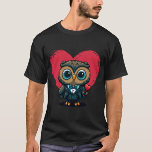 Camiseta Romance de dia de os namorados com o Adorable Owl