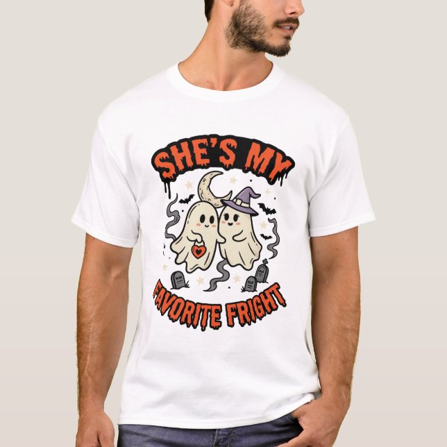 Camiseta Romance Humor Fantasma de Halloween (Frente)