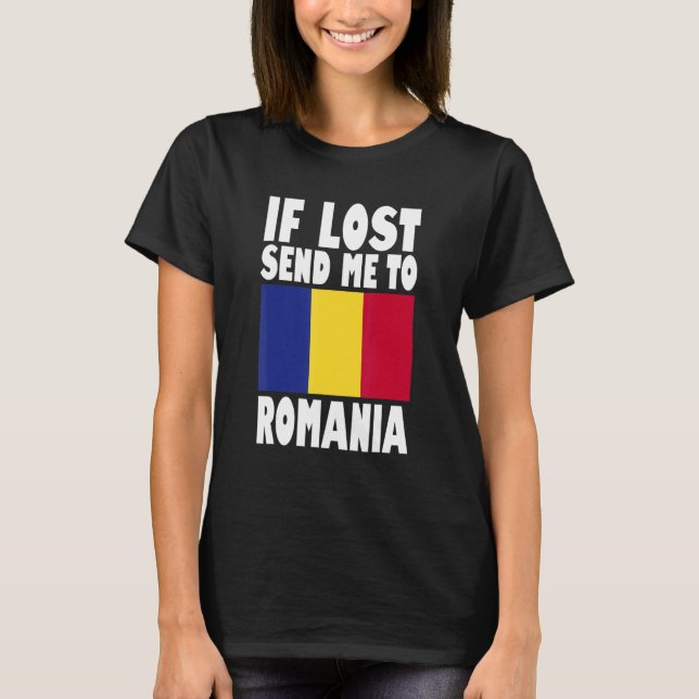 Camiseta Romania Flag Design  If lost send me to Romania (Frente)