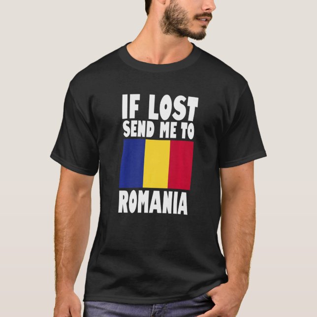 Camiseta Romania Flag Design  If lost send me to Romania Pr (Frente)