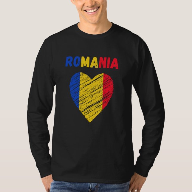 Camiseta Romania Flag Holiday Romania Heart Romanian Flag (Frente)