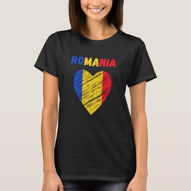 Camiseta Romania Flag Holiday Romania Heart Romanian Flag (Frente)