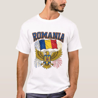 Camiseta Romania Flag Patriotic Golden Eagle Celebration