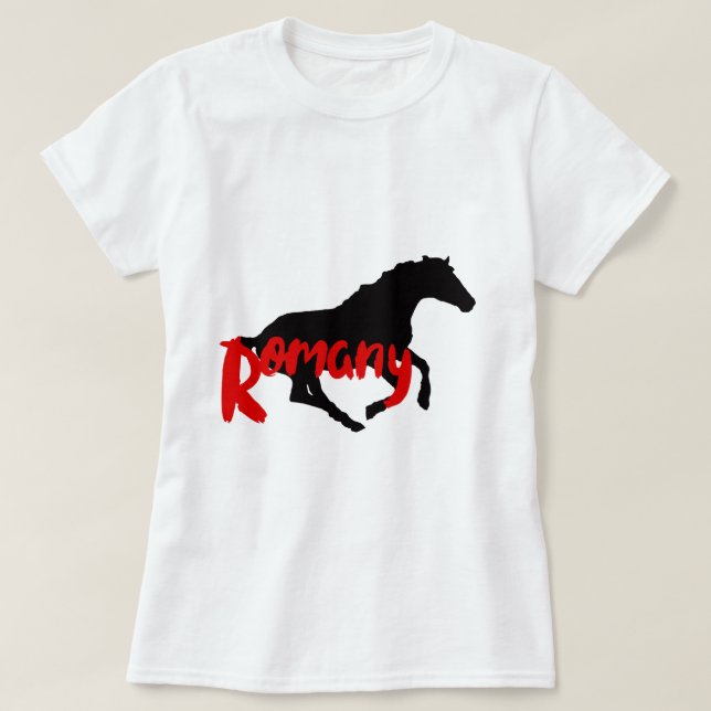 Camiseta Romania texto e cavalo ciganos (Frente do Design)
