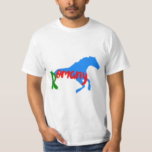 Camiseta Romania texto e cavalo ciganos