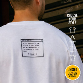 Camiseta Romanos 12:2 Janela de Alerta de Computador Preto