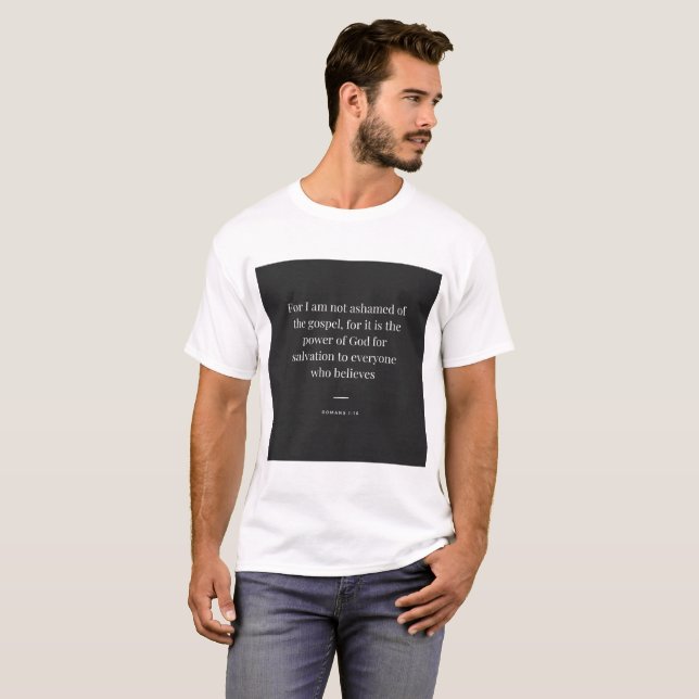 Camiseta Romanos 1:16 Porque eu estou sem vergonha de Camis (Frente Completa)