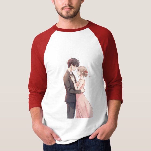 Camiseta Romantic Anime Couple Embrace T-Shirt (Frente)