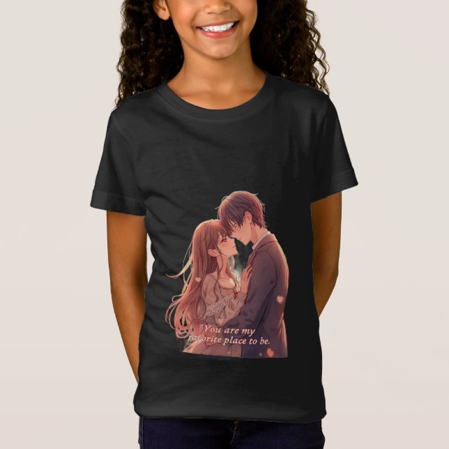 Camiseta Romantic Anime Couple - Valentine's Day  Aesthetic (Frente)