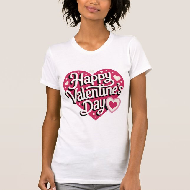 Camiseta Romantic Happy Valentine's Day T-Shirt for Couples (Frente)