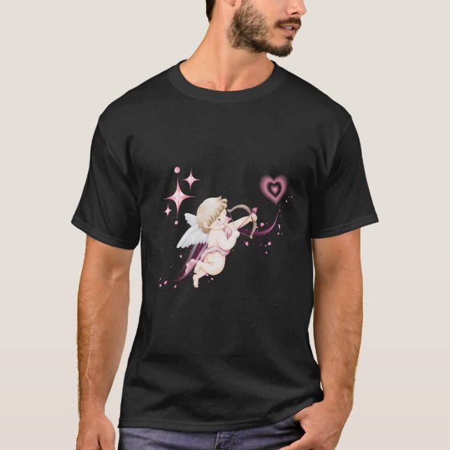 Camiseta Romantic Valentine Art with Pink Heart Glow (Frente)
