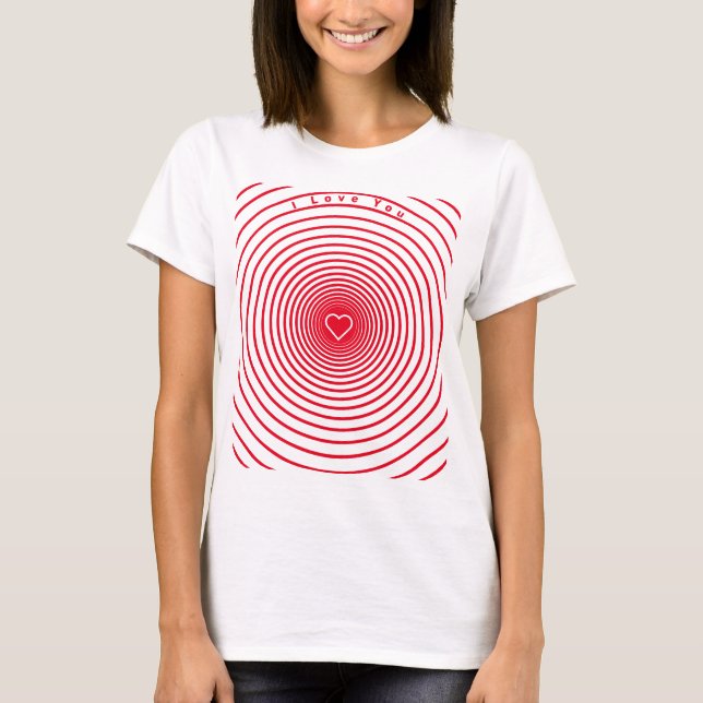 Camiseta Romântica Cardíaca com Texto - Eu Te Amo (Frente)