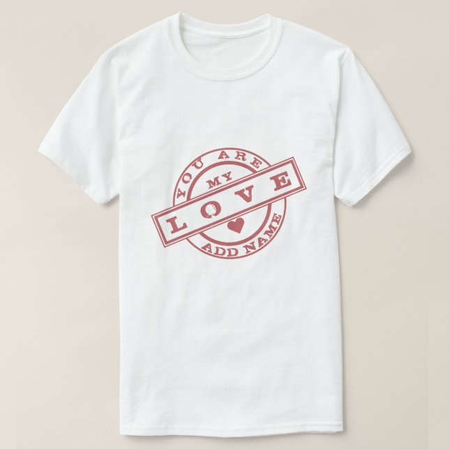 Camiseta Romântica com Nome Personalizado (Frente do Design)