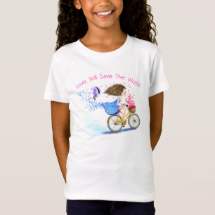 Camiseta Romântica de Menina com Bicicleta - Seu T