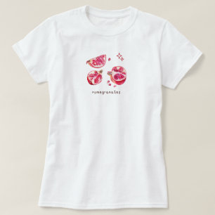 Camiseta Romântica estética de frutas romã rosa