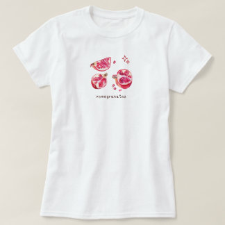 Camiseta Romântica estética de frutas romã rosa