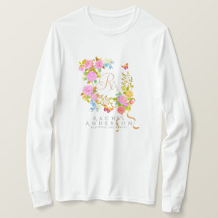 Camiseta Romântica Monograma do Jardim Florente Branco