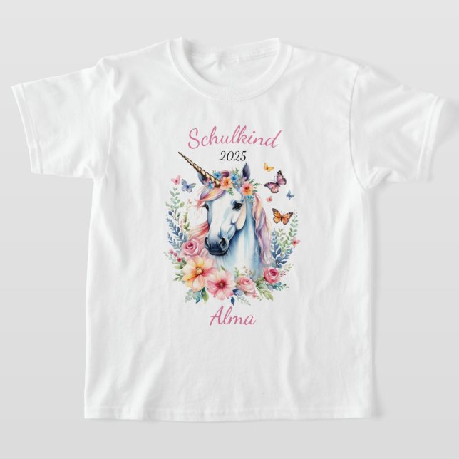Camiseta Romantisches Einhorn mit Blumen - Schulkind 2026 | (Postura )