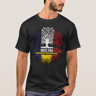 Camiseta Romênia França Romena França Árvore Raiz Bandeira