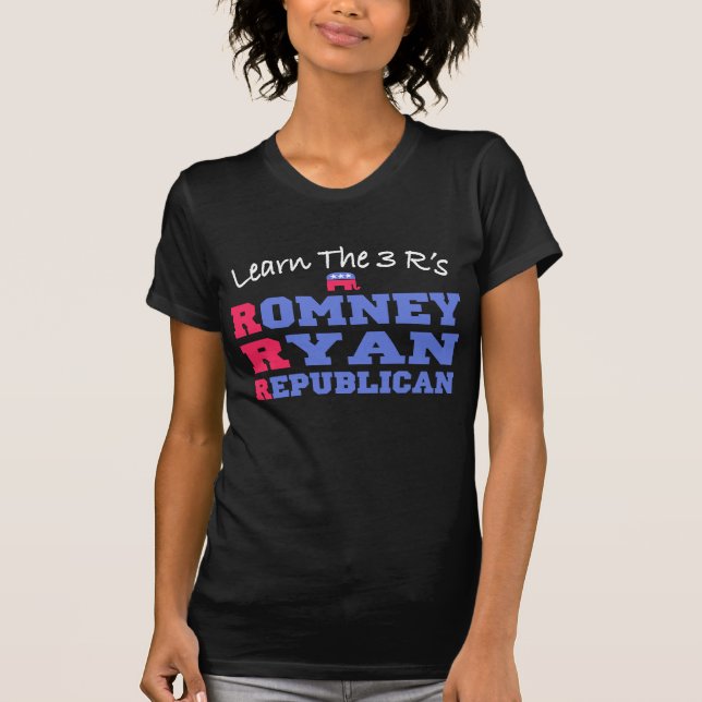 Camiseta Romney Ryan aprende os 3 r (Frente)