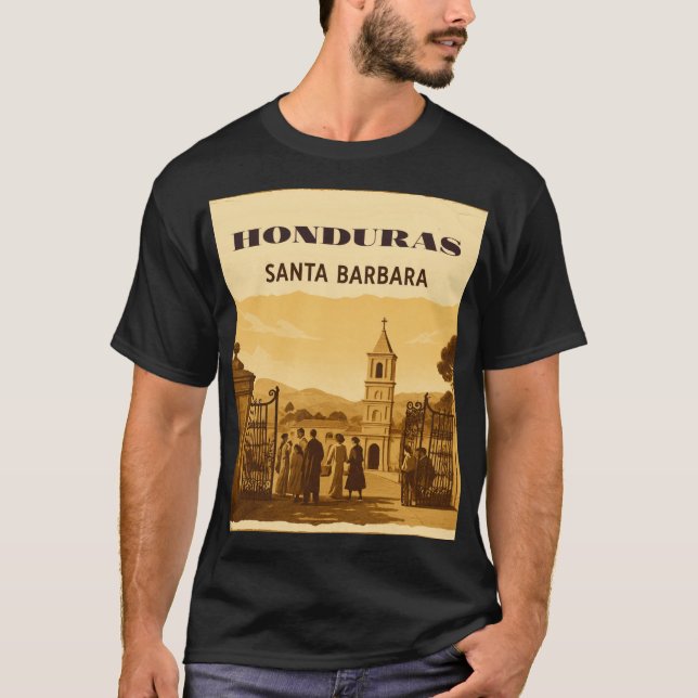 Camiseta Rompecabezas  Honduras Santa Barbara Retro poster (Frente)