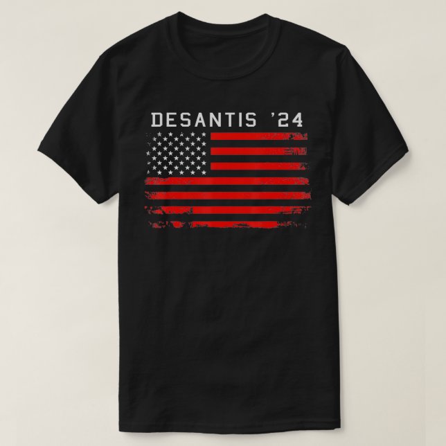 Camiseta RON DESANTIS 2024 Tee DeSantis '24 Red USA Flag (Frente do Design)