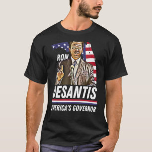 Camiseta Ron Desantis America's Governador Florida Flag dos