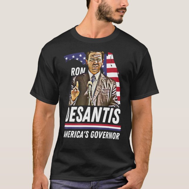 Camiseta Ron Desantis America's Governador Florida Flag dos (Frente)