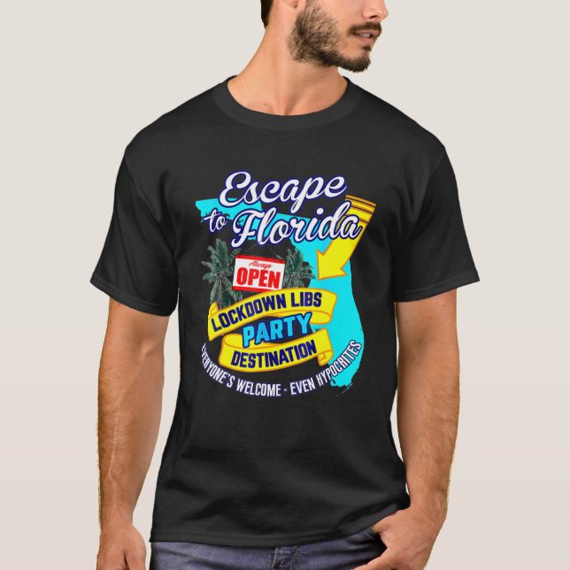Camiseta Ron Desantis Escape Para Flórida Vinatge Engraçado (Frente)