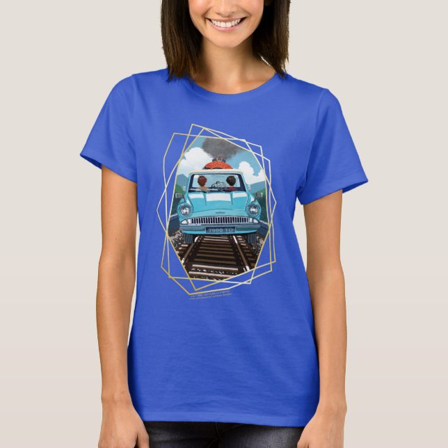 Camiseta Ron & HARRY POTTER™ em carro voador para HOGWARTS™ (Frente)