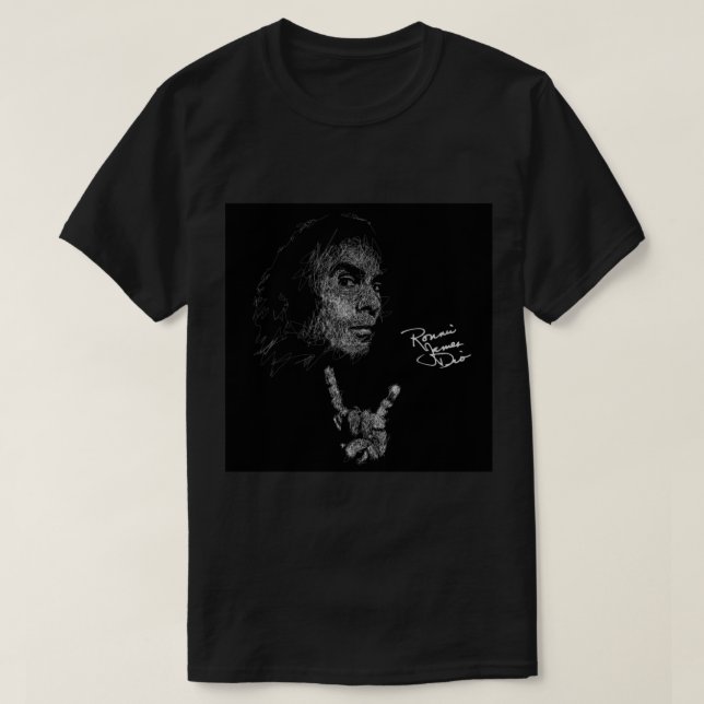 Camiseta Ronnie James Dio Scribble Art Acrylic Block (Frente do Design)