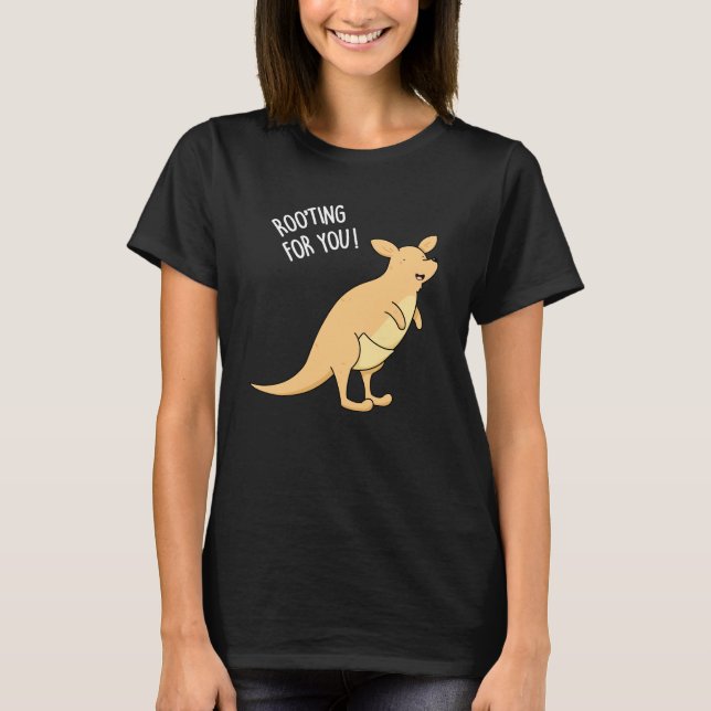 Camiseta Roo-Ting Para Você Engraçado Kangaroo Pun Dark BG (Frente)