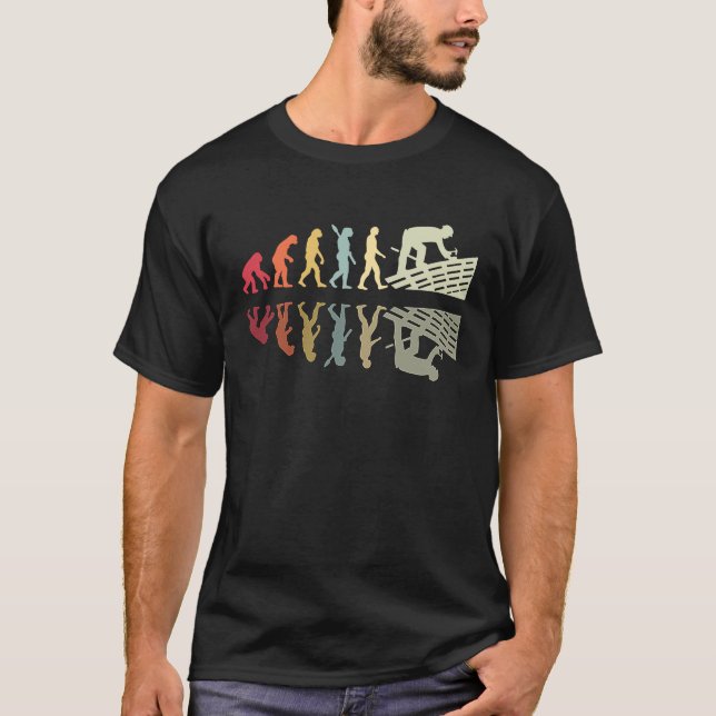 Camiseta Roofer Human Evolution Retro Vintage Construction  (Frente)