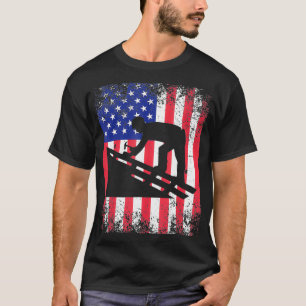 Camiseta Roofer Pai USA Flag Patriotic Tshirt 4 de julho G