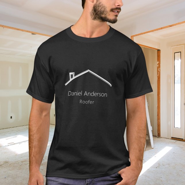 Camiseta Roofer preto-prata moderno (Criador carregado)