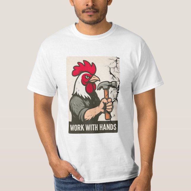 Camiseta Rooster Carpenter: Trabalho Com as Mãos na Camo Un (Frente)
