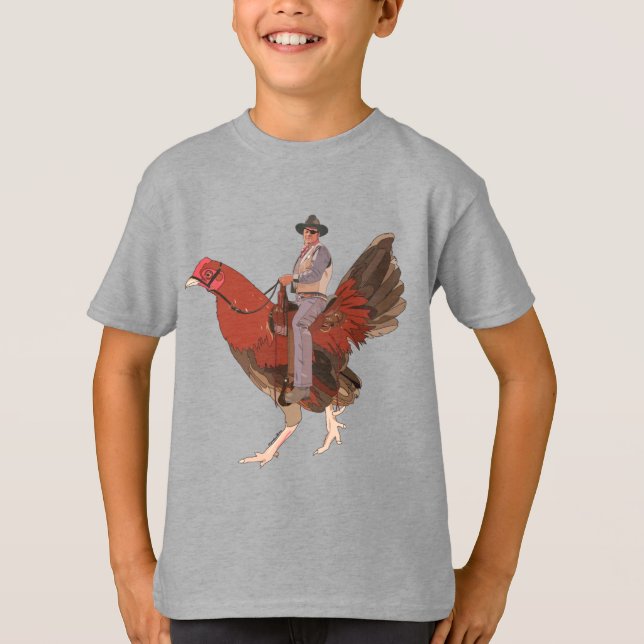 Camiseta Rooster Cogburn em um T-Shirt galo (Frente)