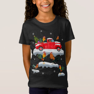 Camiseta Rooster Dirigindo Árvore de Natal Red Truck Rooste