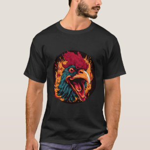 Camiseta Rooster Engraçado Face Para Galinhas E Chamas Aman
