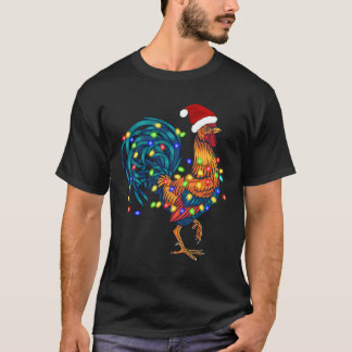 Camiseta Rooster Engraçado Galinha Luzes de Natal Pajama Fa