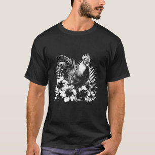 Camiseta Rooster Hawaii Flowers Chicken Kauai Hawaii Vint