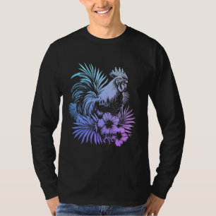 Camiseta Rooster Hawaii Flowers Chicken Kauai Hawaii Vint