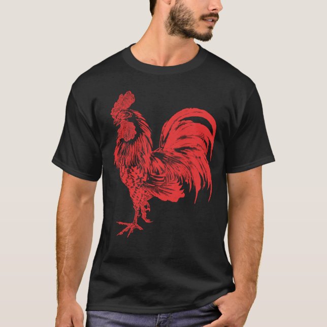 Camiseta Rooster Red Cocky Vintage (Frente)