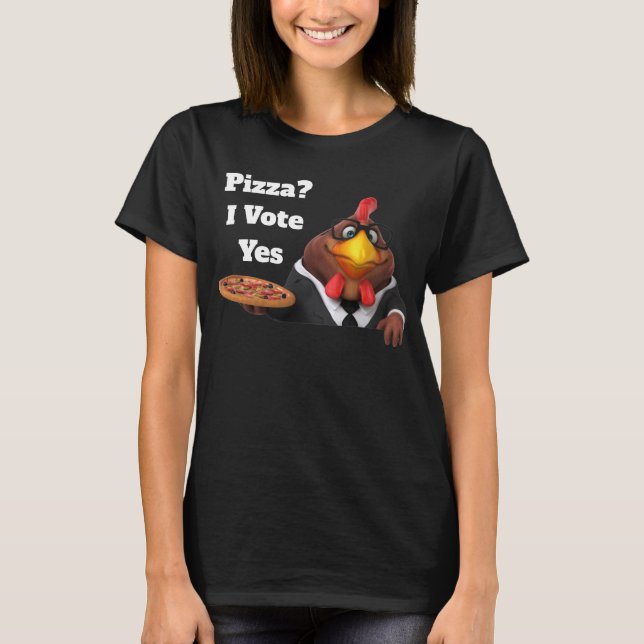 Camiseta Rooster Universo 3D Adorável Com Pizza (Frente)